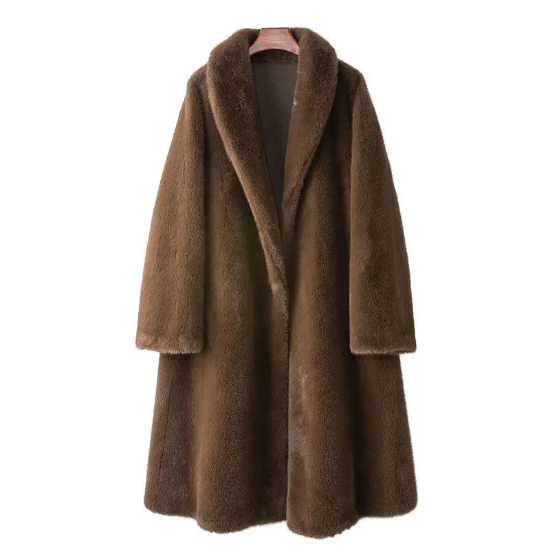 2024 Winter New Thickened Long Gold Mink Fur Ekologiczny płaszcz z imitacji futra norek dla kobiet