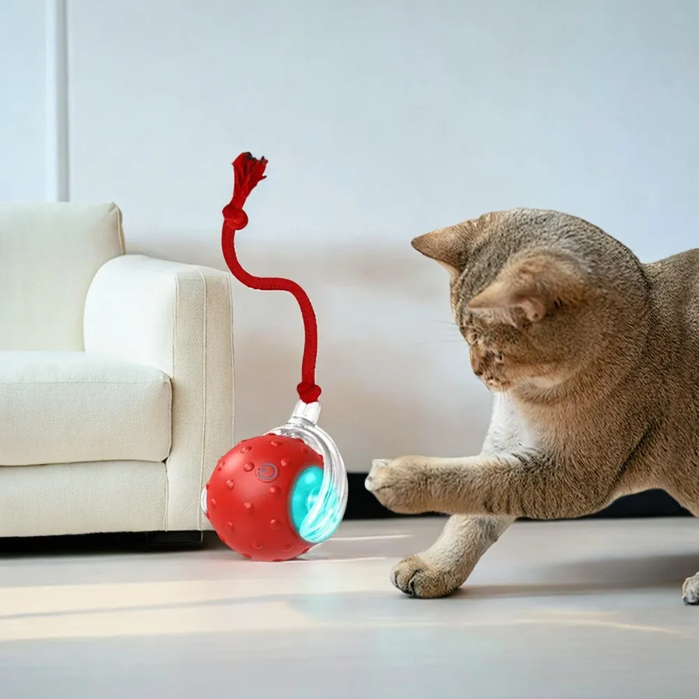 Rojeco-pelota automática para gatos, juguete interactivo con sonido de pájaro, pelota rodante activada por movimiento para mascotas, cachorros, gatitos y gatitos