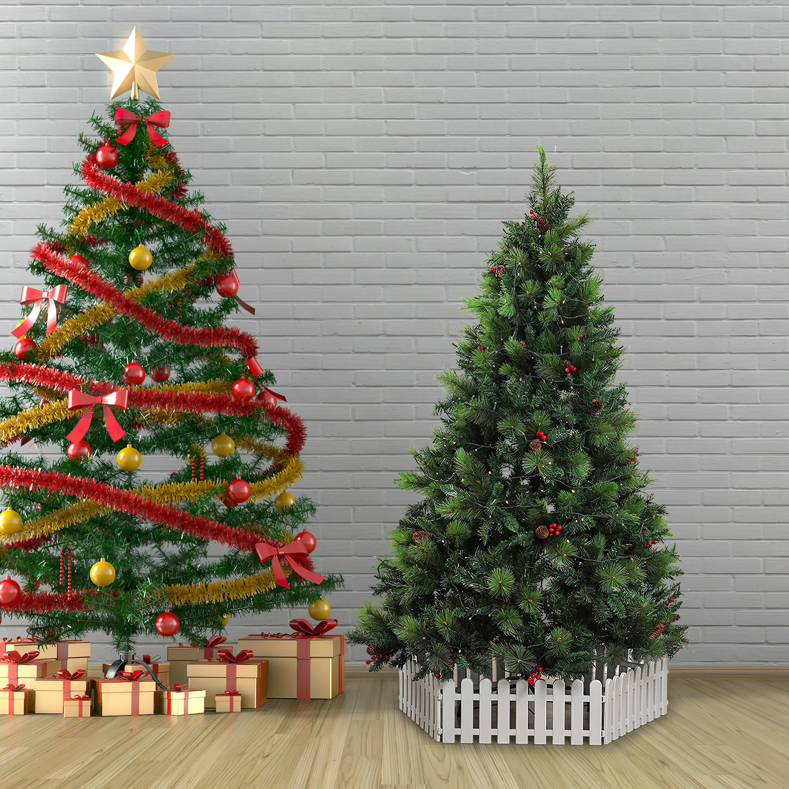 

Detachable Christmas Tree Fence Reusable Space-Saving White Fence Decor for Holiday Scene DIY Base Edge Plastic Yard Partition