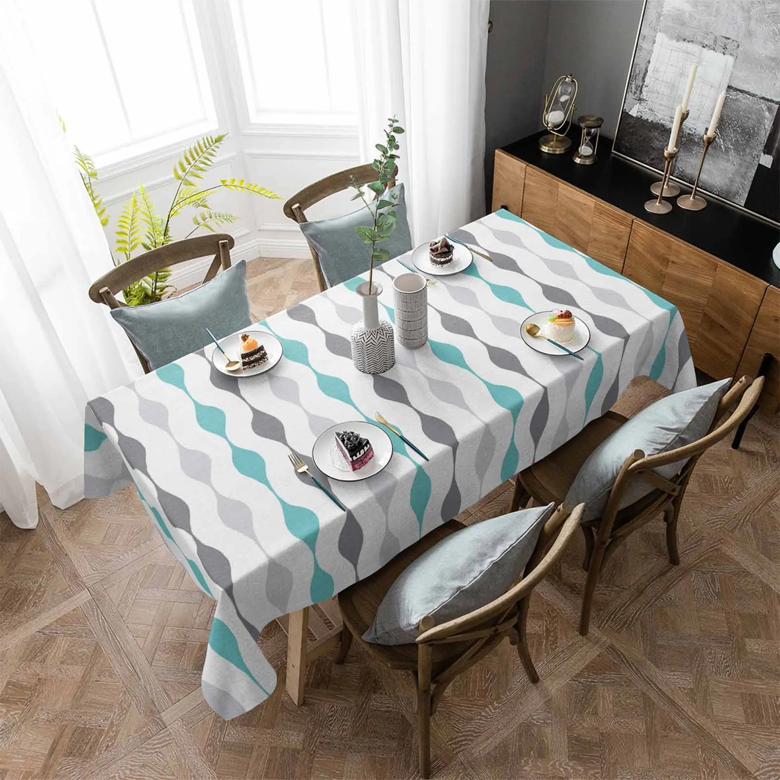 

Geometric Striped Watercolor Table Cloth Washable Tablecloth for Wedding Party Dining Banquet Decoration Luxuriou Table Cover