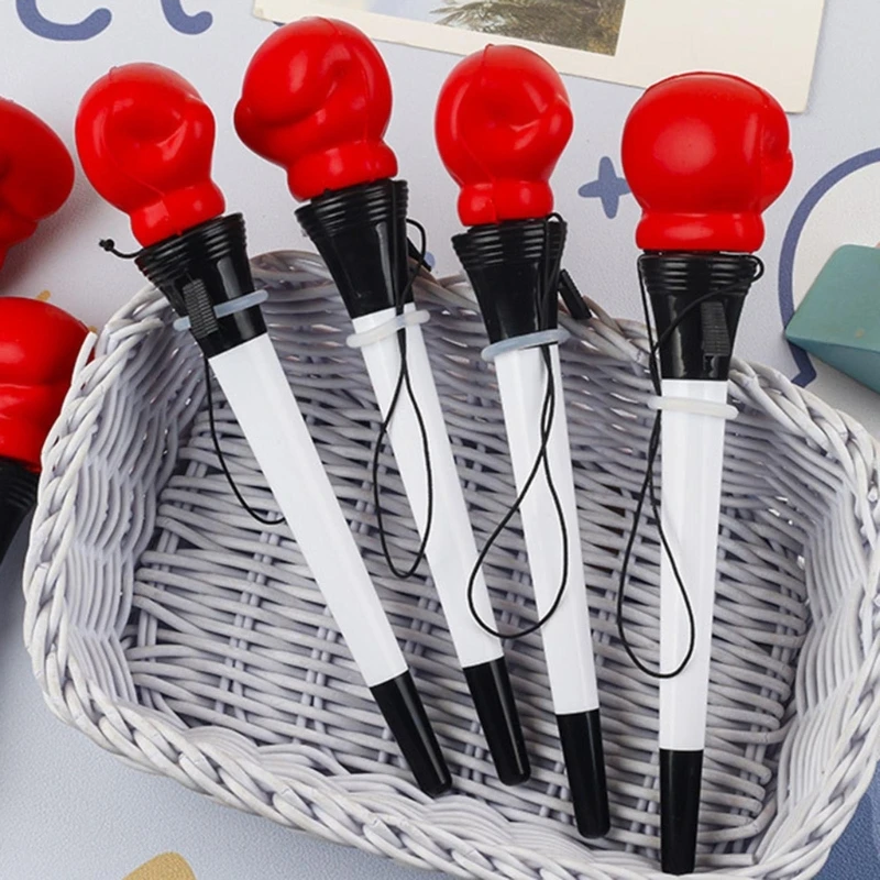 6 قطع قلم حبر جاف ناعم للكتابة، قلم زيت مضحك، قفازات ملاكمة، قلم حبر جاف، قلم قرطاسية، لوازم مكتبية مدرسية