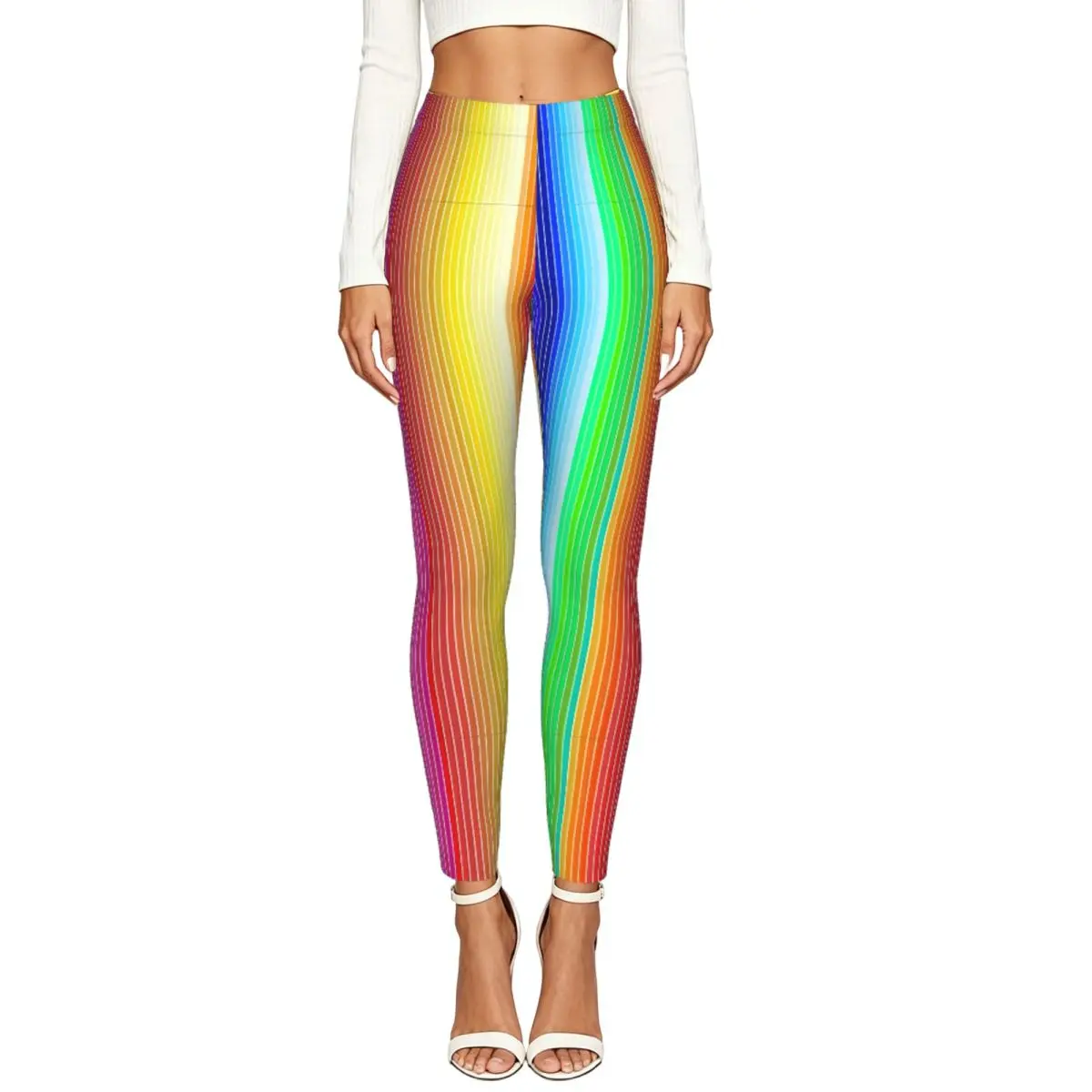Rainbow Stripes Abstract Background Women Stretchy Leggings High Elastic Comfortable Fitness Yoga Pants