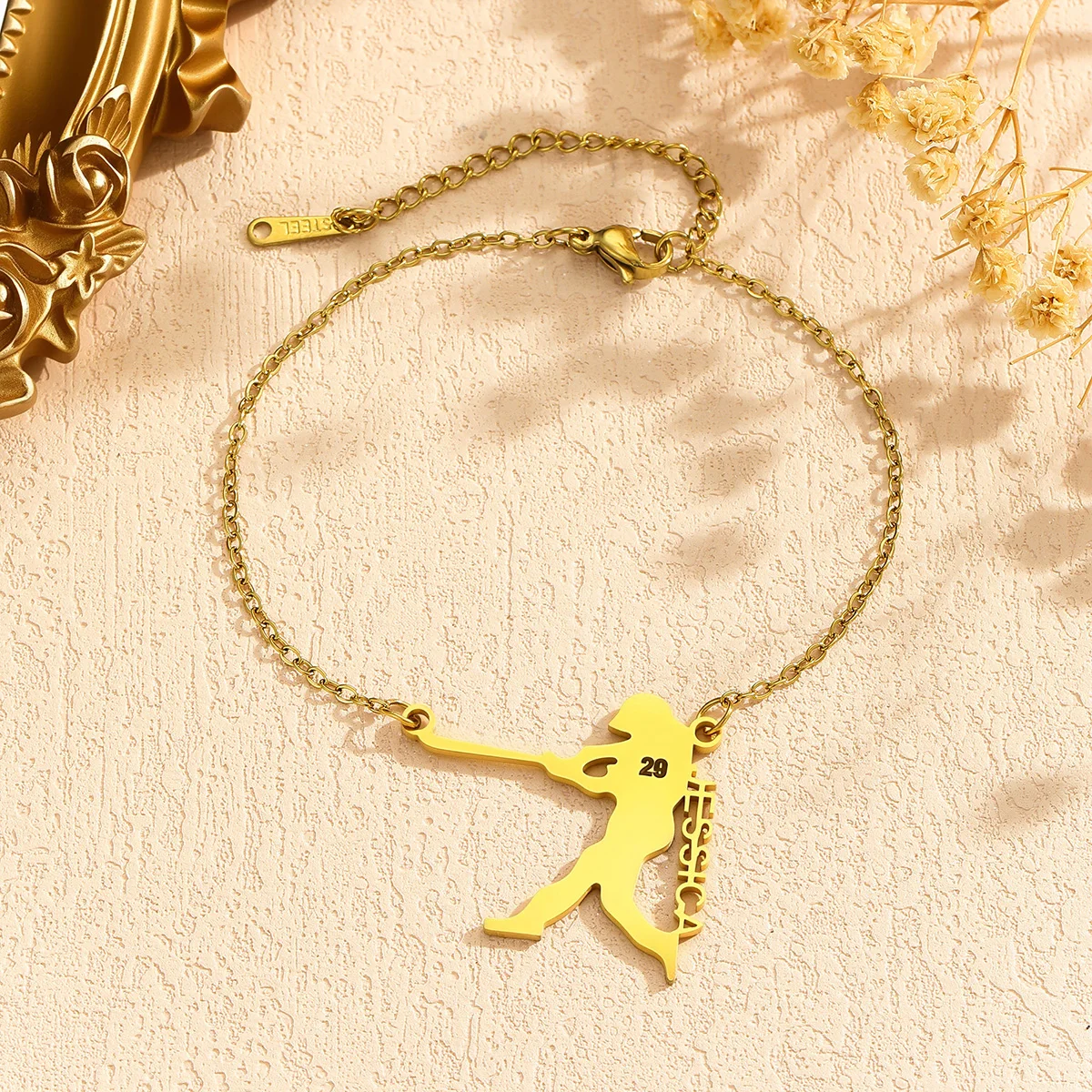 Custom Field Hockey Player Name Bracelet For Women,Stainless Steel Charms Bracelet Handmade Jewellery BFF Pulseras Mujer