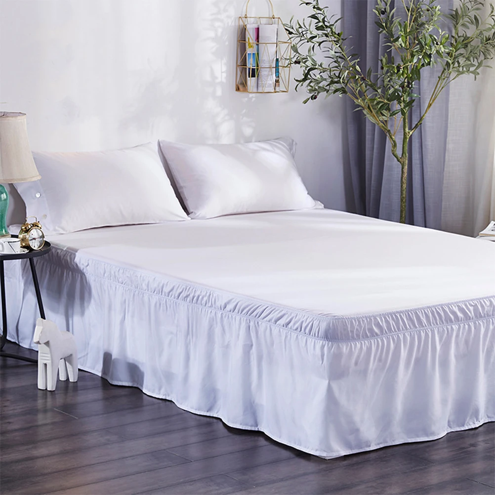 

Elastic 180X200Cm White Pleated Bedding Ruffled Dust Cover Home Hotel Use Bed Shirt Warm Decoration