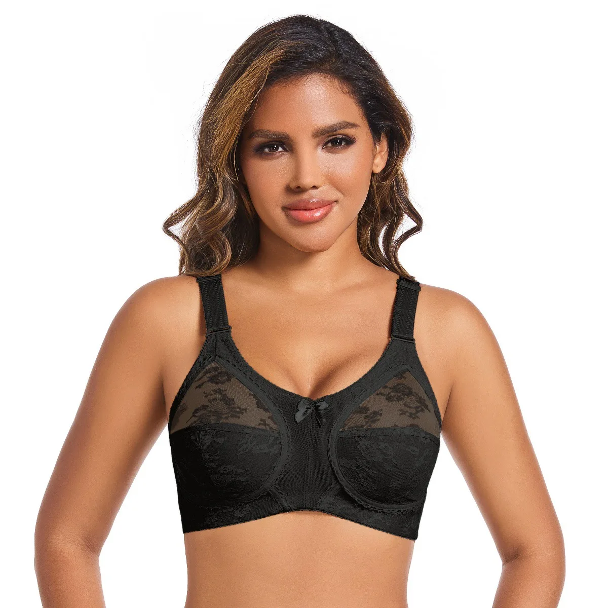 Bras for Women No Sponge Wireless Transparent  Sexy Lace Thin  Hollow Out Lace Gathering Thin  Plus Size Female Underwear image 3