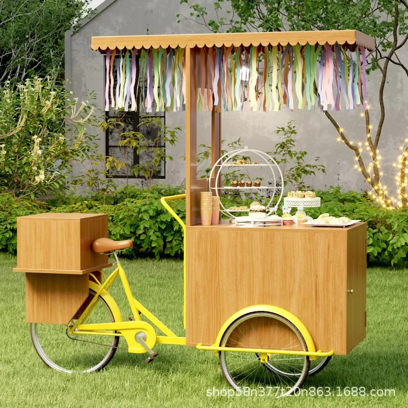 Outdoor Mobile Food Truck Tricycle Stall Donkey Cart for Street Vendor Promotion Display
