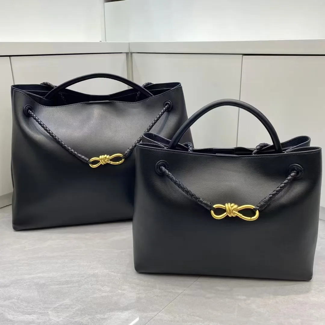 

2026 New Fashion Casual Personality High-end Lazy Old Money Style High-end Cowhide Tote Bag Bow Portable Shoulder Messenger Bag