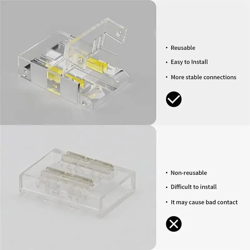 DTA4 COB LED Strip Connectors Kit 4 Pin Dual Ends Extension Wire 5.5In for 10mm RGB LED Strip Lights Gapless Solderless