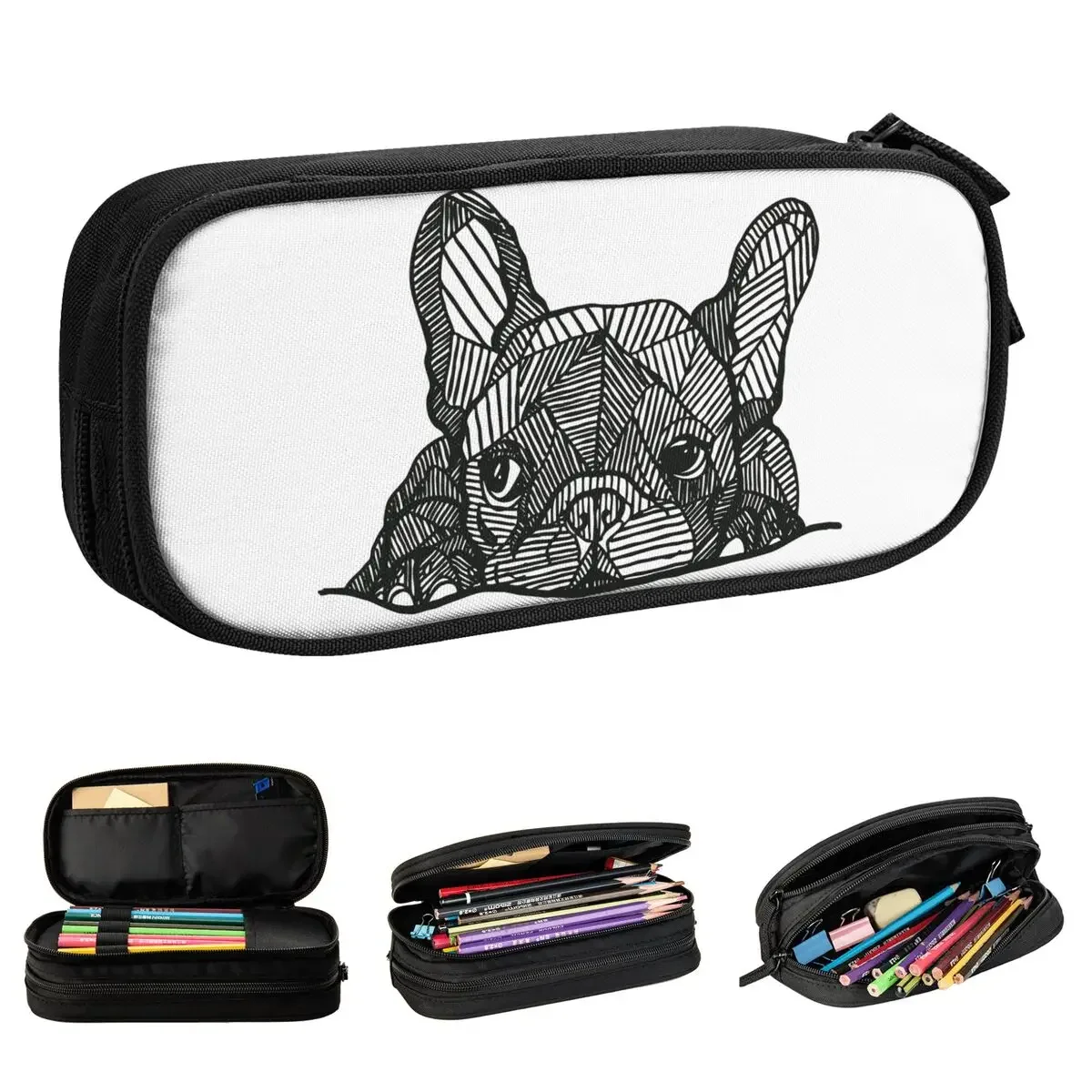 

French Bulldog Puppy Dog Lover Pencil Case Classic Pen Box Bag for Student Large Storage School Supplies Cosmetic Pencilcases