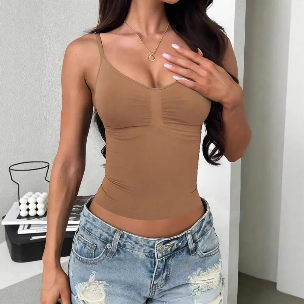 

2026 European and American Clothing Summer Style Small Vest Sexy Hot Girl Solid Color Slim Small Suspender Belt