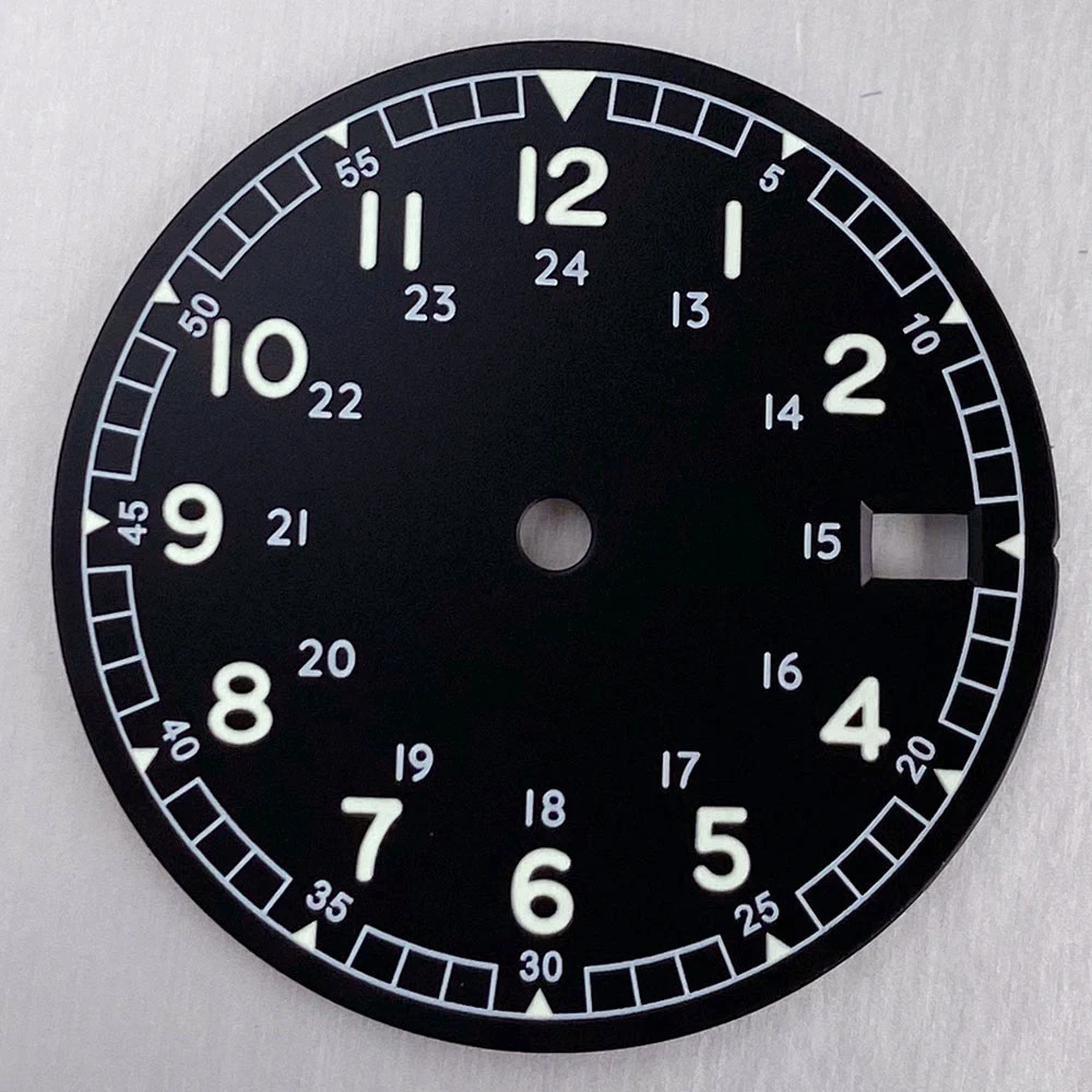 NH35A Uhr Ersatz Zifferblatt Pliot Zifferblatt für NH35 NH36 Automatische Männer Weiß Schwarz Lachs Zifferblätter Datum Fenster – Detail 8