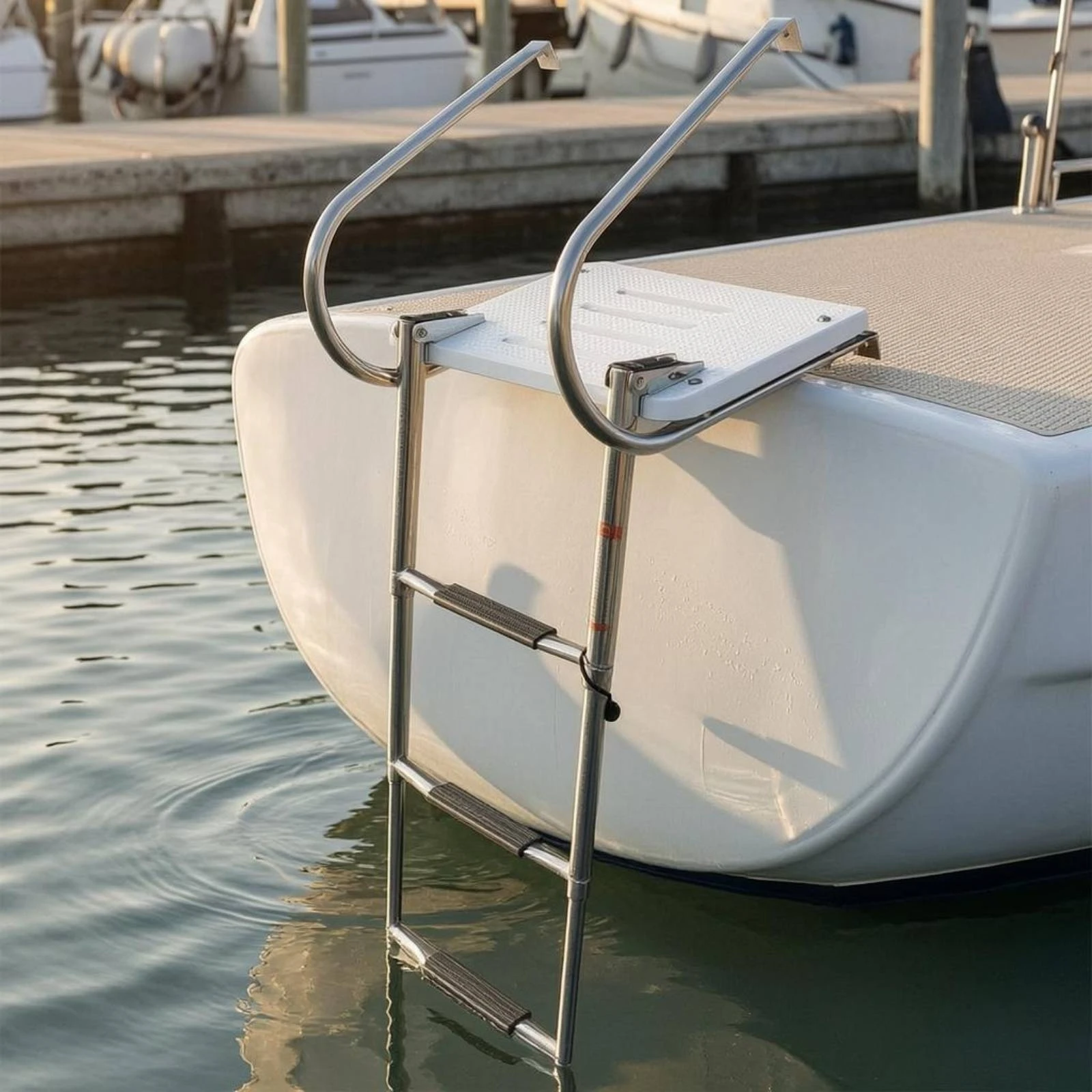Boat Swim Platform Non-Slip Stainless Steel Swim Platform Ladder Boat Boarding Ladder Mounting Hardware