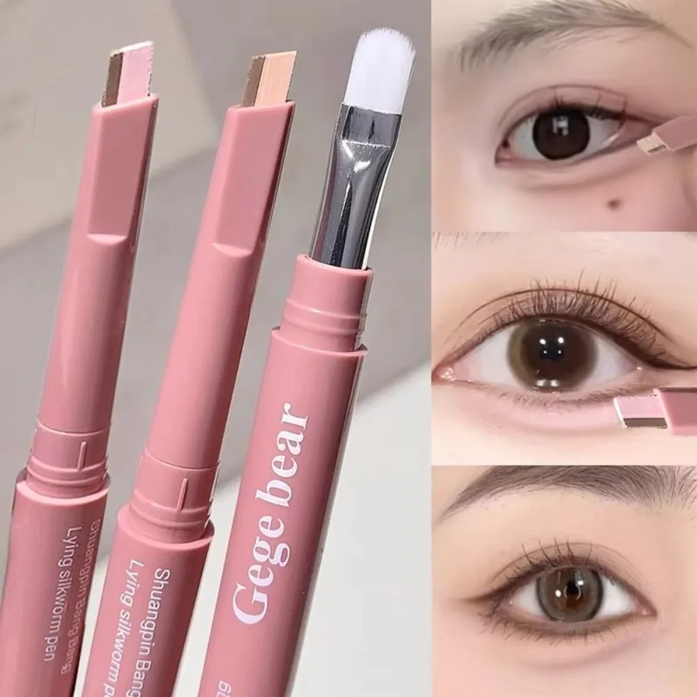 

Double Ended Lying Silkworm Pencil 2 in1 Eyeliner Highlighter Pen Nude Lower Eyelid with Detail Brush Eyeshadow Stick