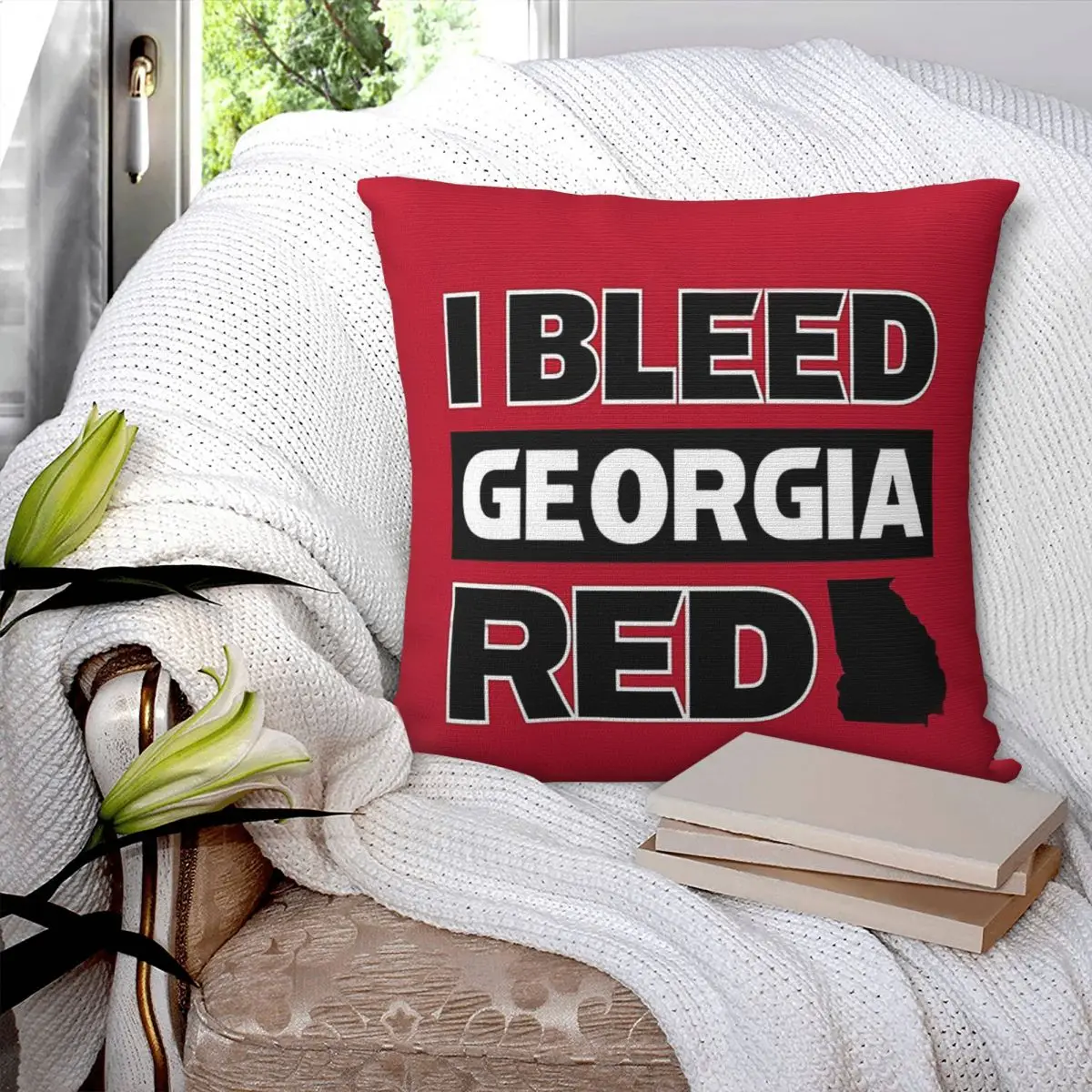 I Bleed Red Georgia UG Bulldog Pride Square Pillowcase Pillow Cover Cushion Zip Decorative Comfort Throw Pillow for Home Bedroom