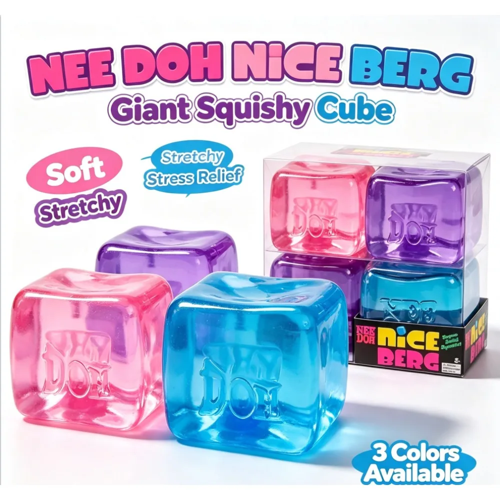 Schylling Nee Doh Jellyfish & Cube Squish Toy, Soft Jelly Squeeze Stress Relief Fidget Toy, Sensory NeeDoh for Kids & Adults view 3