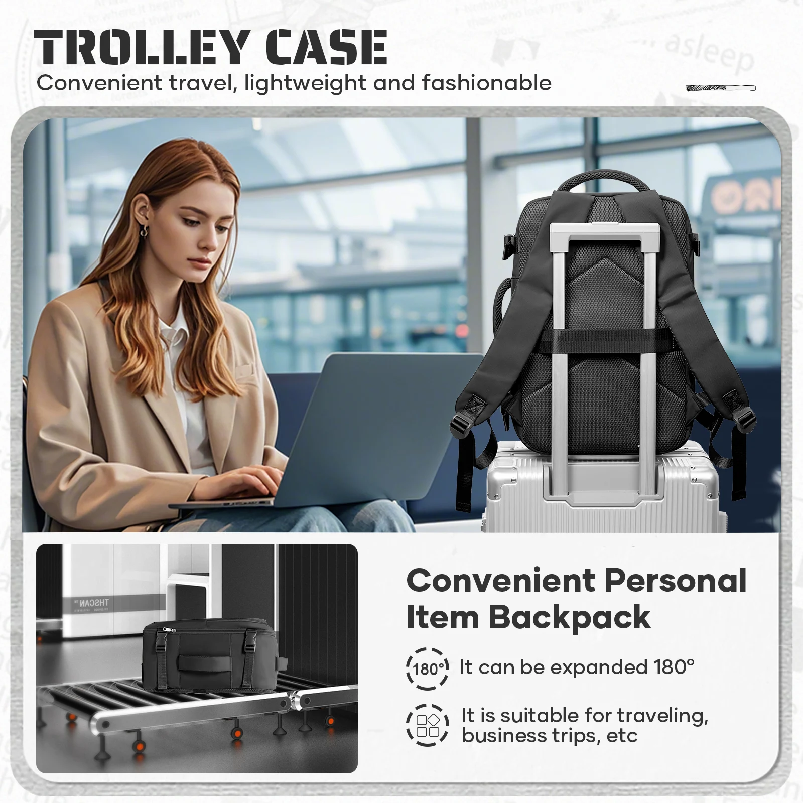 حقيبة ظهر Ryanair Carry on مقاس 40 × 30 × 20 سم حقيبة سفر للكمبيوتر المحمول للأعمال، حقيبة ظهر للسفر للنساء والرجال، حقيبة ظهر مقاومة للماء