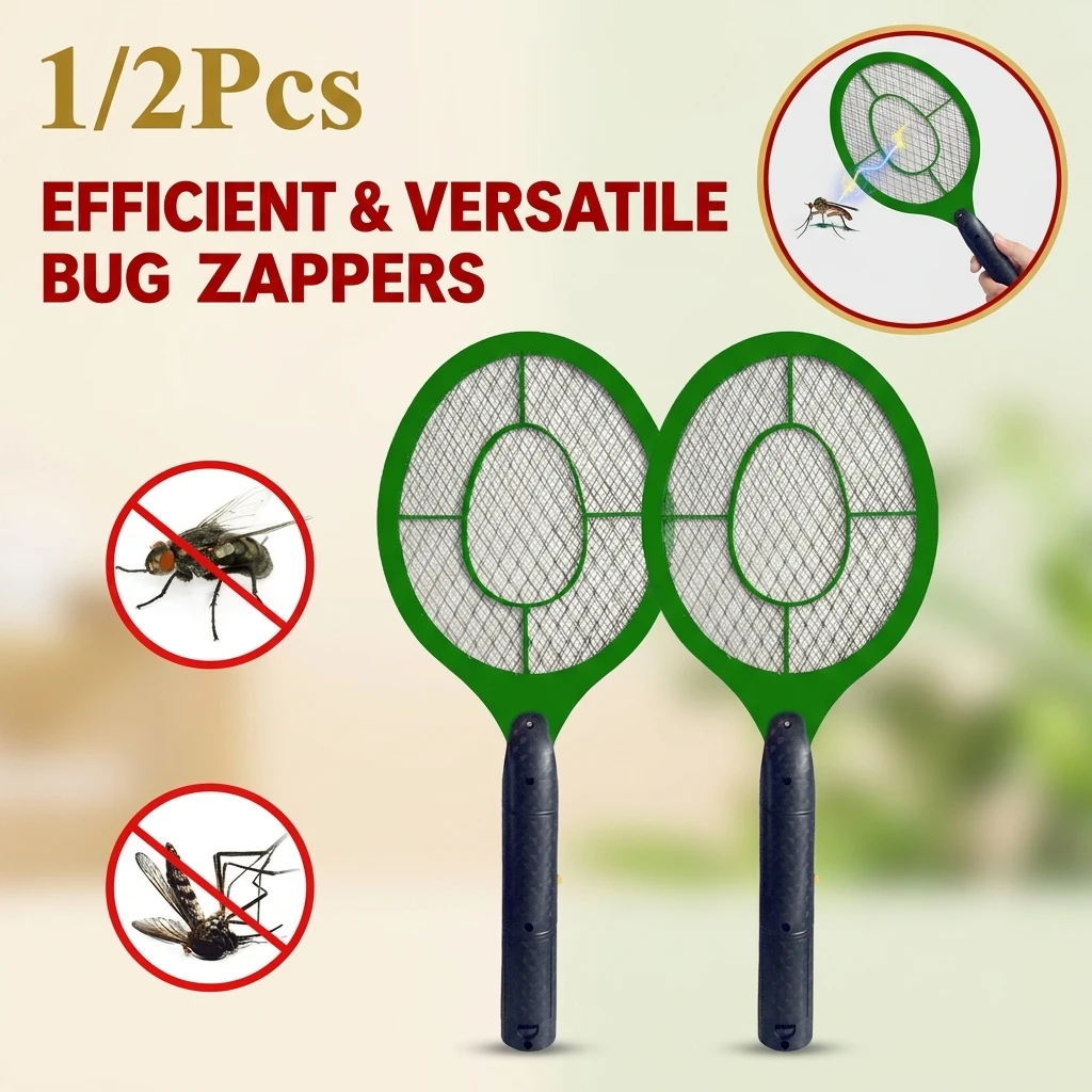 1/2Pcs Battery Mosquito Swatter Three layer Electric Fly Mosquito Swatter Bug Racket Insects Killer Electric Bug Swatter