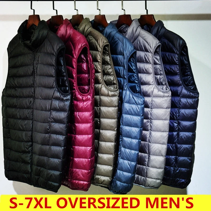 Męska kurtka puchowa bez rękawów 2023 Nowa jesienna wiosna Lekka wodoodporna kamizelka puchowa dla mężczyzn Plus Size 5xl 6xl
