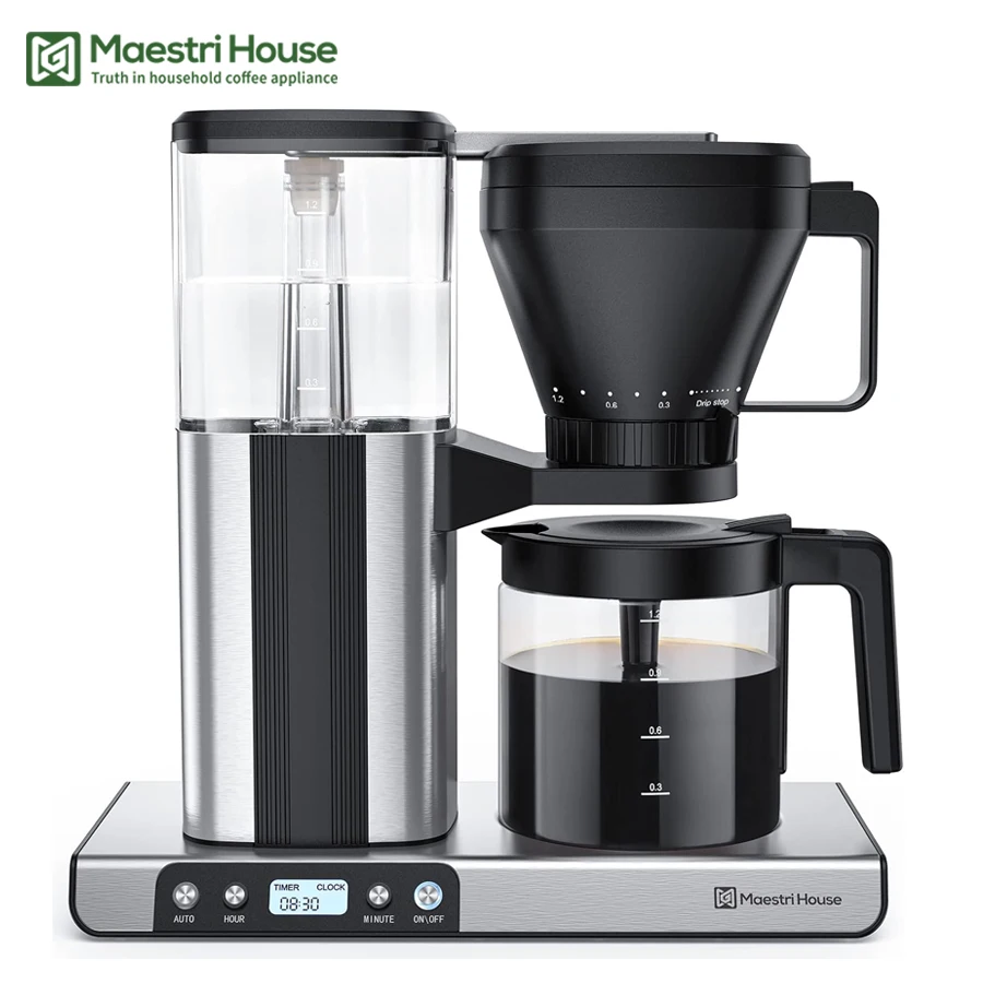 Maestri House Coffee Maker 8-Cup Drip Coffee Machine with One-Touch Brewing and Adjustable Strength Automatic Start Glass Carafe