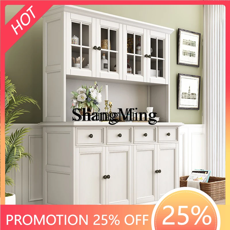 

CL wood double-layer dining side integrated against the wall kitchen living room dining room storage wine cabinet