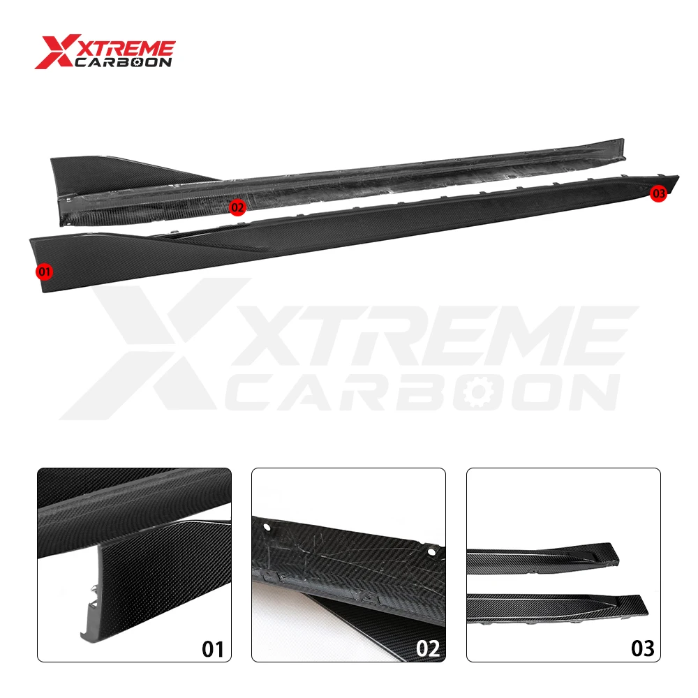 XTREME Glossy Black Dry Carbon Fiber Car Side Skirts for BMW G80 G81 M3 G82 G83 M4 M Performance Style Side Skirt Body Kit