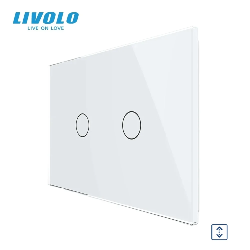 

Livolo US Standard Touch Curtain Switch Tempered Glass Panel Black White Grey Multi Color for Modern Home Hotel Fireproof PC