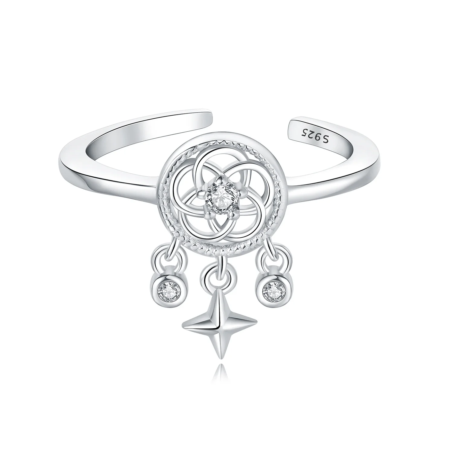 

Orstarry S925 Sterling Silver Dream Catcher's Lucky Symbol Opening Ring For Women Original Finger Ring Jewelry Party Trendy Gift