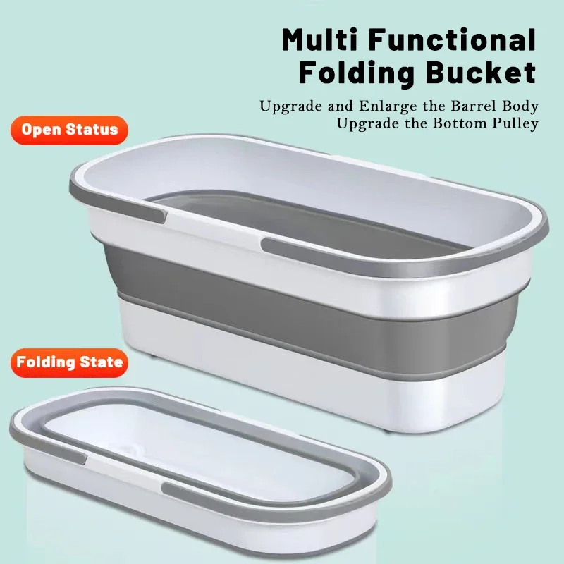 

Rectangle Multi-functional Portable Silicone Folding Bucket Laundry Car Wash Cleaning Mop Fishing Camping Household Item