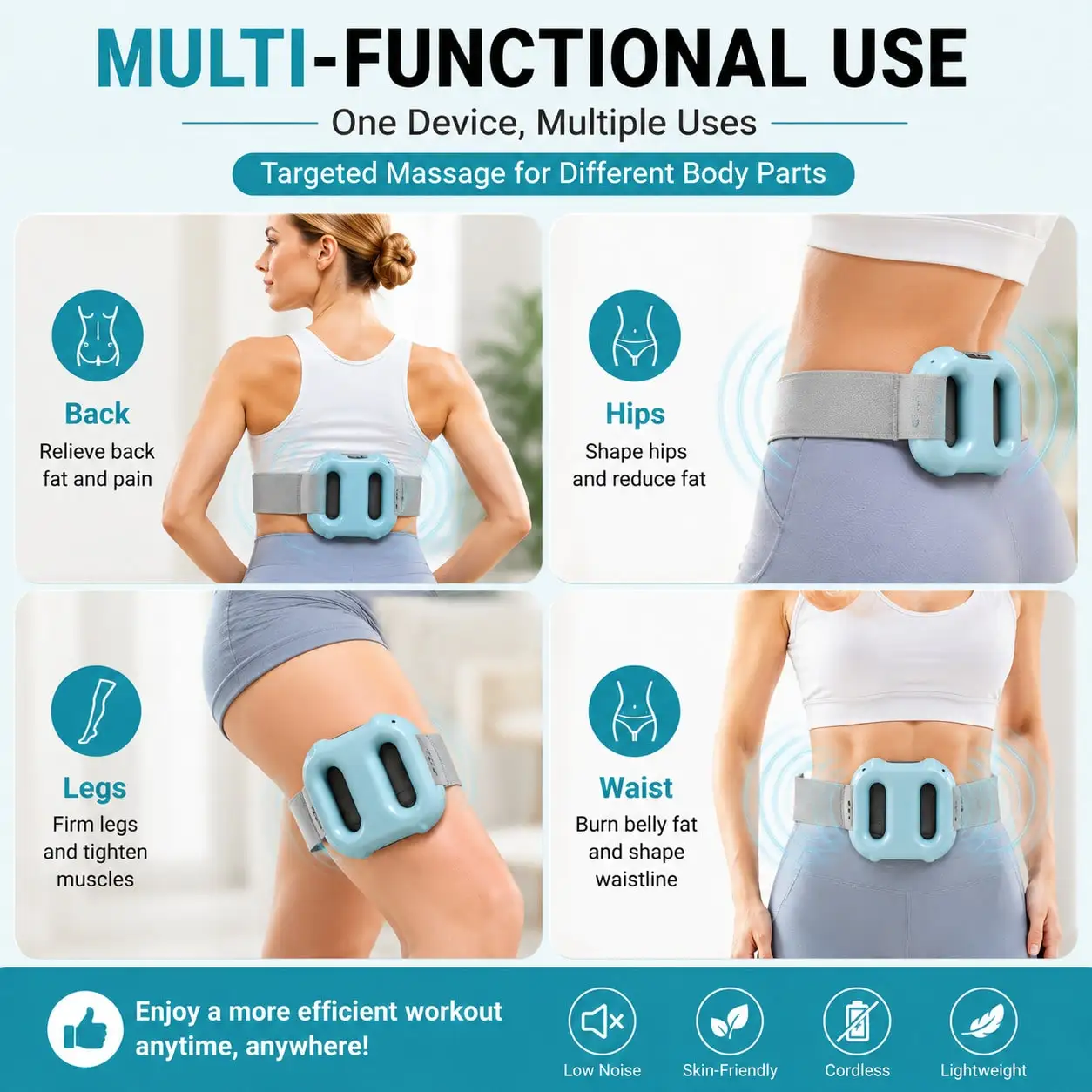 Electric Fascia Ring Massager – Double-Ring Body Shaping & Muscle Relaxation Tool With Adjustable Belt And Free Yoga Resistance Band | Home Exercise Equipment For Waist, Abdomen, Arms, Legs & Full Body Recovery, 8 Modes view 3