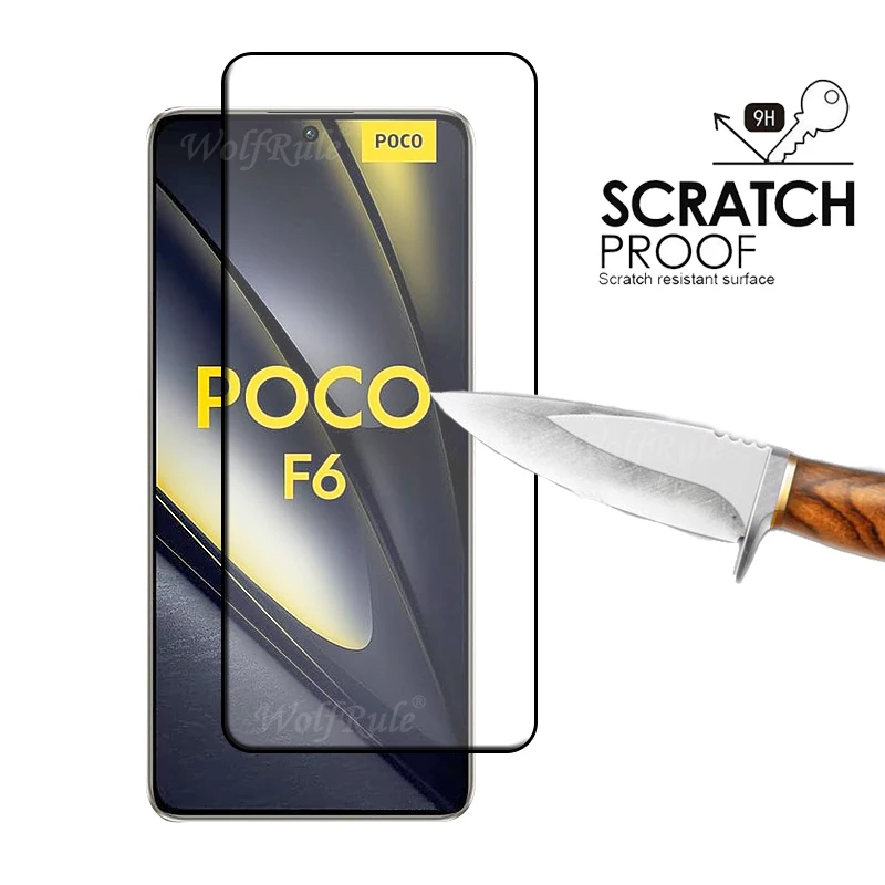 6-in-1 For Poco F6 Glass Xiaomi Poco F6 Tempered Glass Full Cover Glue HD 9H For Screen Protector Poco F6 F 6 PocoF6 Lens Glass