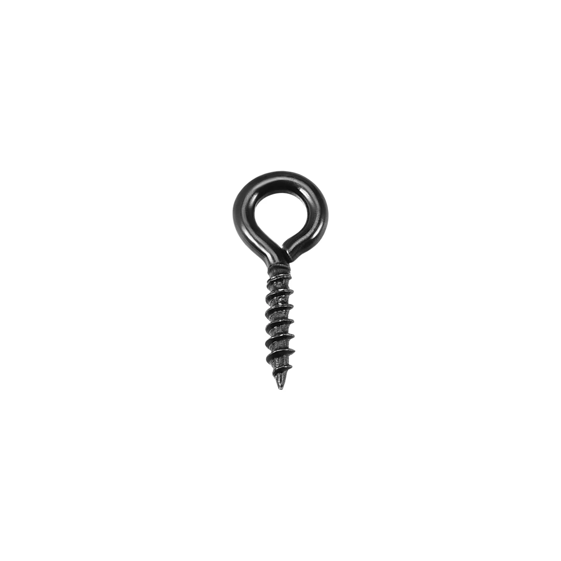 uxcell 50-200pcs 10x4mm 15x7mm Screw Eye Hooks Self Tapping Screws Screw-in Hanger Eye-Shape Ring Hooks Black