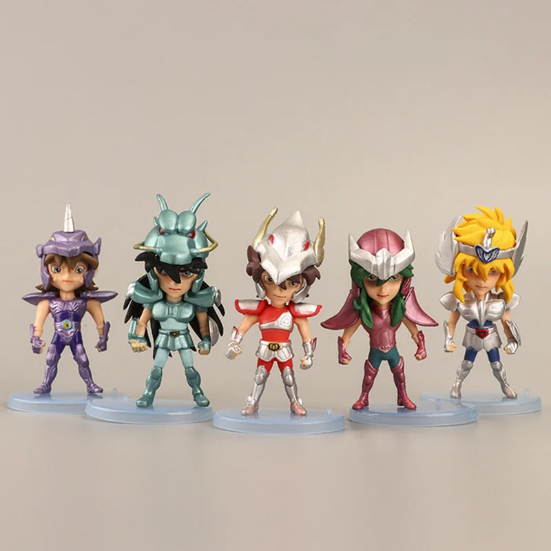 5 unids/lote Anime Saint Seiya Caballeros del Zodíaco Shiryu Shun Jabu Hyoga PVC colección de figuras de acción modelo juguetes regalos