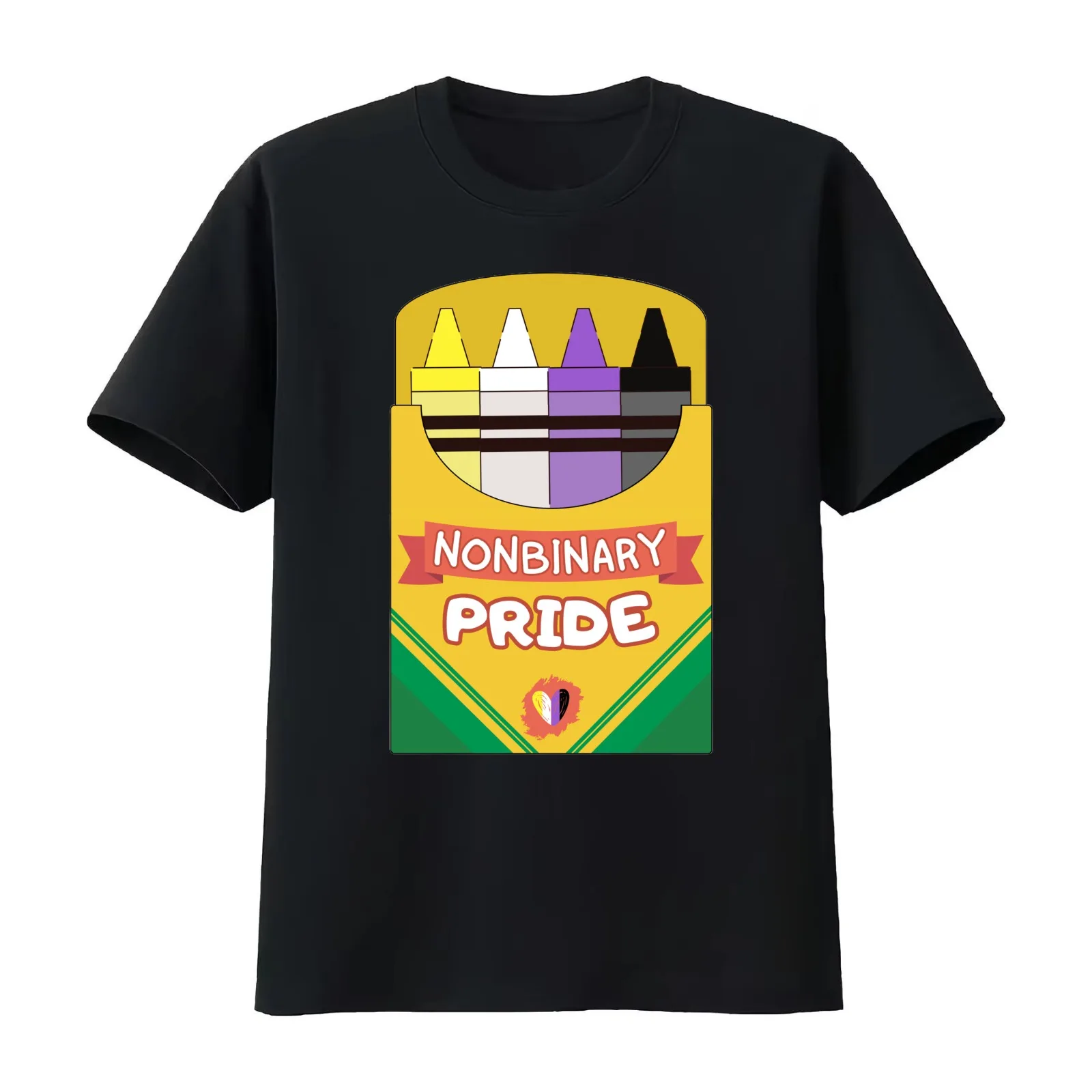 NonBinary Pride Crayons T-Shirt Summer Casual Cotton Tee Oversized Streetwear Tops Vintage Graphic Print Unisex Men Women