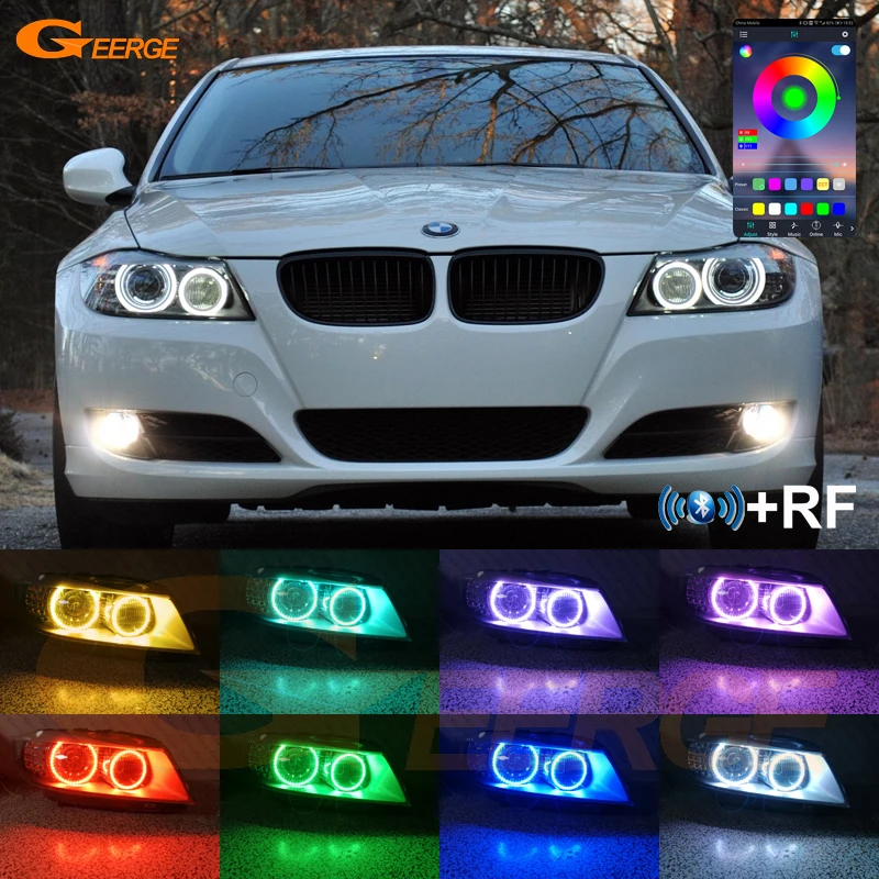 Geerge For BMW 3 Series E90 E91 LCI 2009 2010 2011 2012 RF Remote Bluetooth APP Multi Color RGB Led Angel Eyes Kit Halo Rings