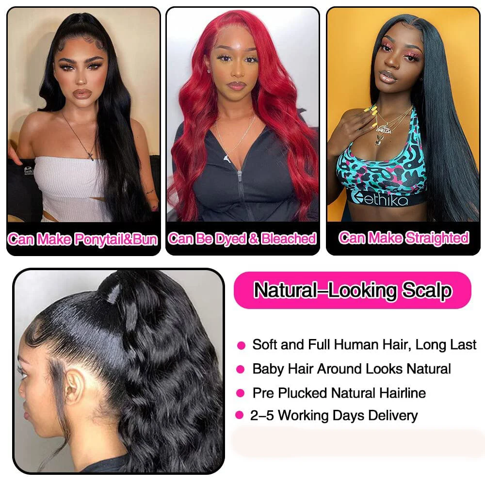 Brazilian Straight Human Hair 3 Bundles with 13x4 Lace Closure Front Brazilian Virgin Human Hair Bundles For Salon High Quality