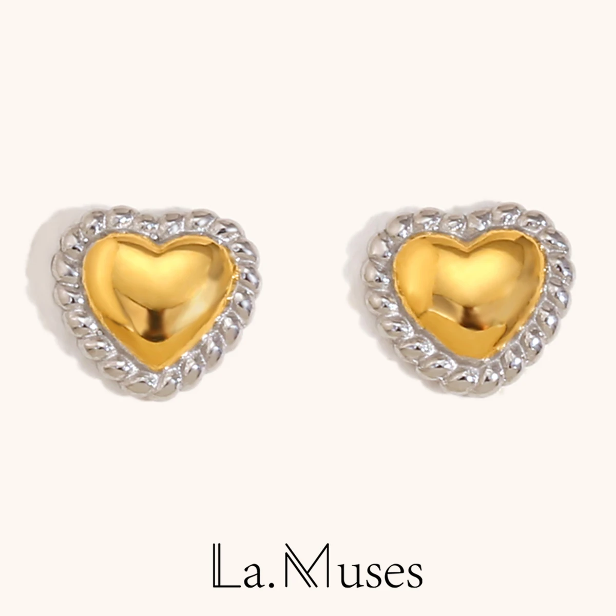 La. Muses Fried Dough Twists-pendientes pequeños de acero inoxidable para mujer, joyería exquisita romántica, Color mezclado, amor