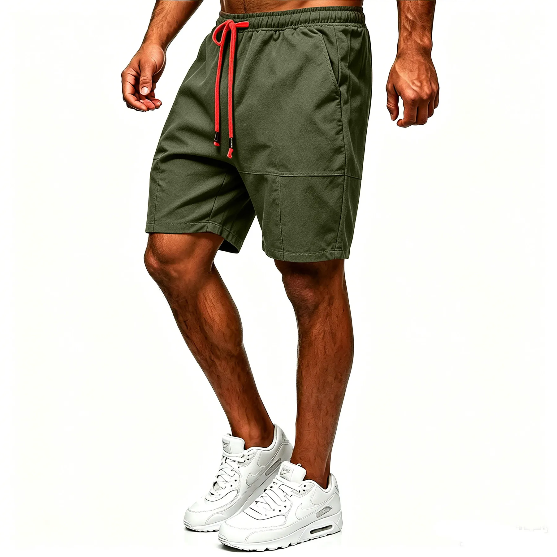 

Summer New Men's Cotton Linen Shorts Solid Color Large Size Loose Casual Elastic Waist Drawstring Beach Pants