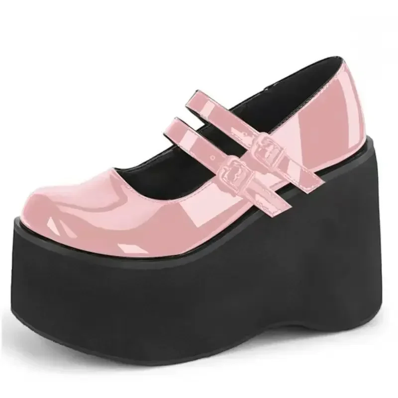 Women Pumps Mary Jane Super High Heel Platform Wedge Spring Ladies Sandals Belt Buckle Classic Sweet Punk Female Lolita Shoes