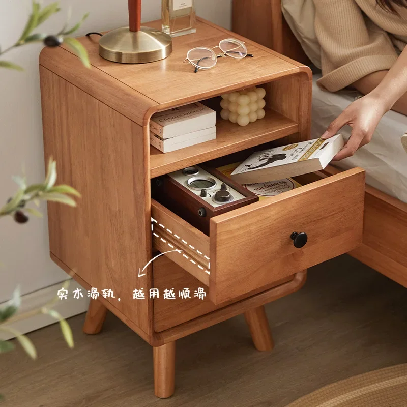 Jiayi Solid Wood Bedside Table Bedroom Household Small Cabinet With Drawers Small Apartment Simple Locker Side Cabinet Storage C