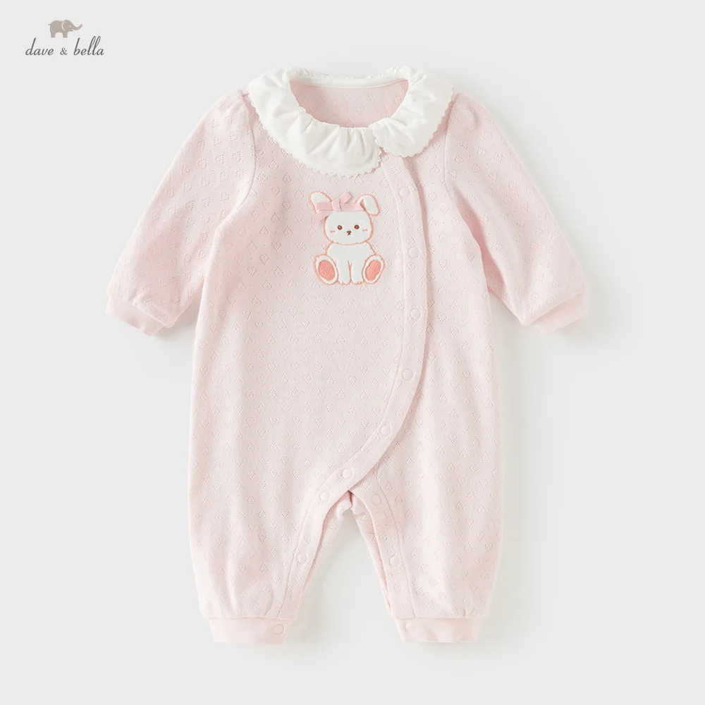 

Комбинезон Dave Bella для девочек, осенне-весенний комбинезон из чистого хлопка для новорожденных, детский вязаный комбинезон, модная милая детская одежда DB1260835
