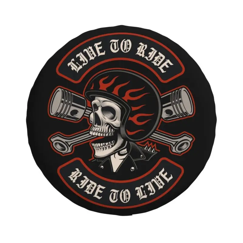 Custom Biker Motorcycle Skull Spare Tire Cover for Jeep Wrangler Rockabilly 4WD 4x4 SUV Car Wheel Protector 14\