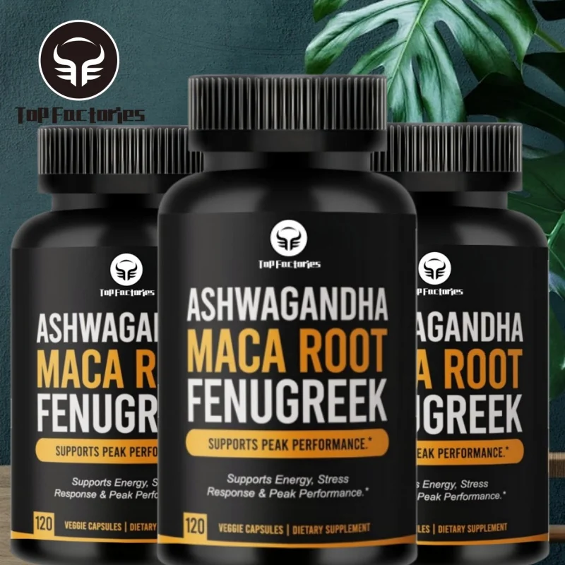 

Organic Ashwagandha Maca Root Fenugreek Extract Capsules Supplement Vegan Pills 120 Caps for Men & Women