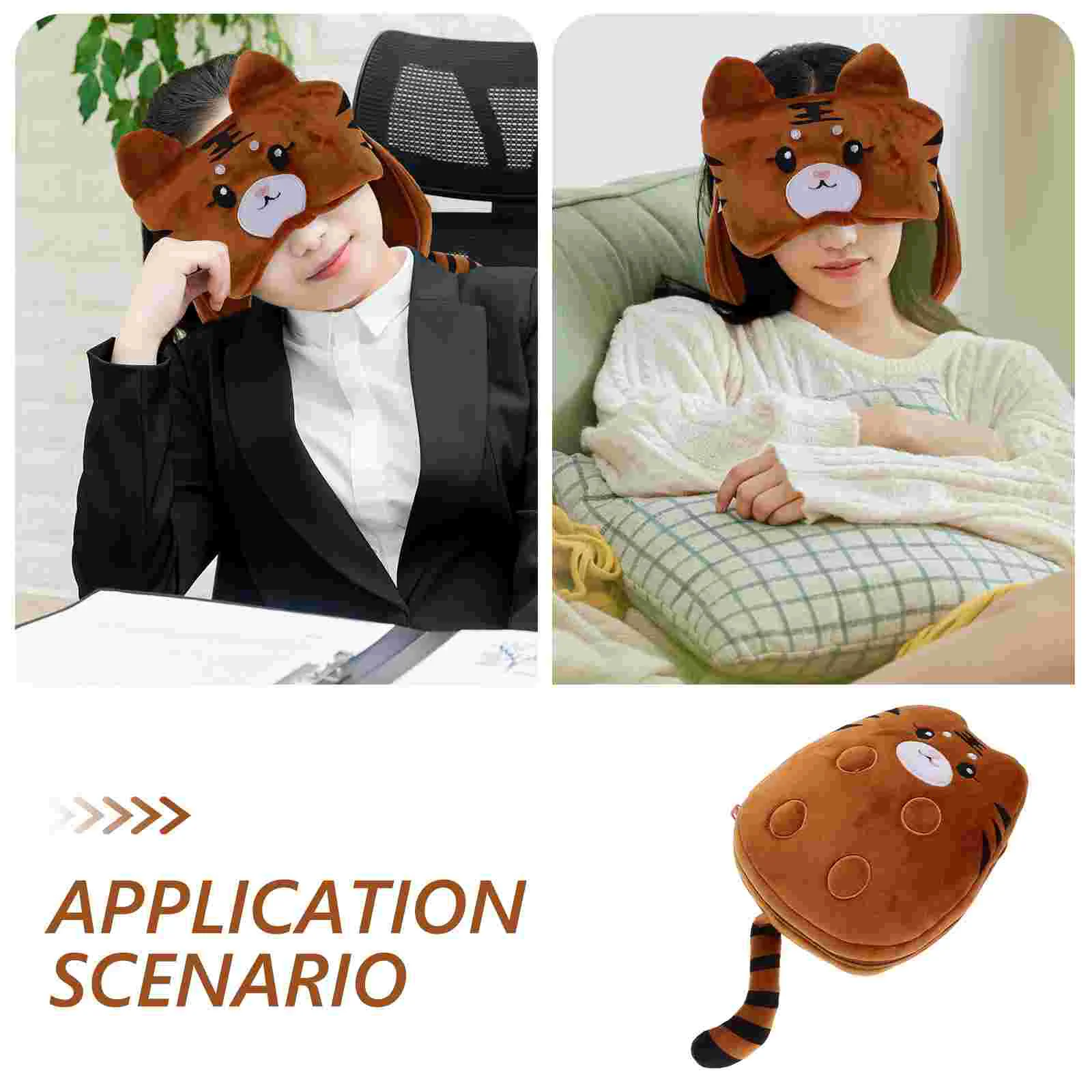 Eye Mask Pillow Travel Neck Office Blindfold 2-in-1 Travelling with Filling Animal