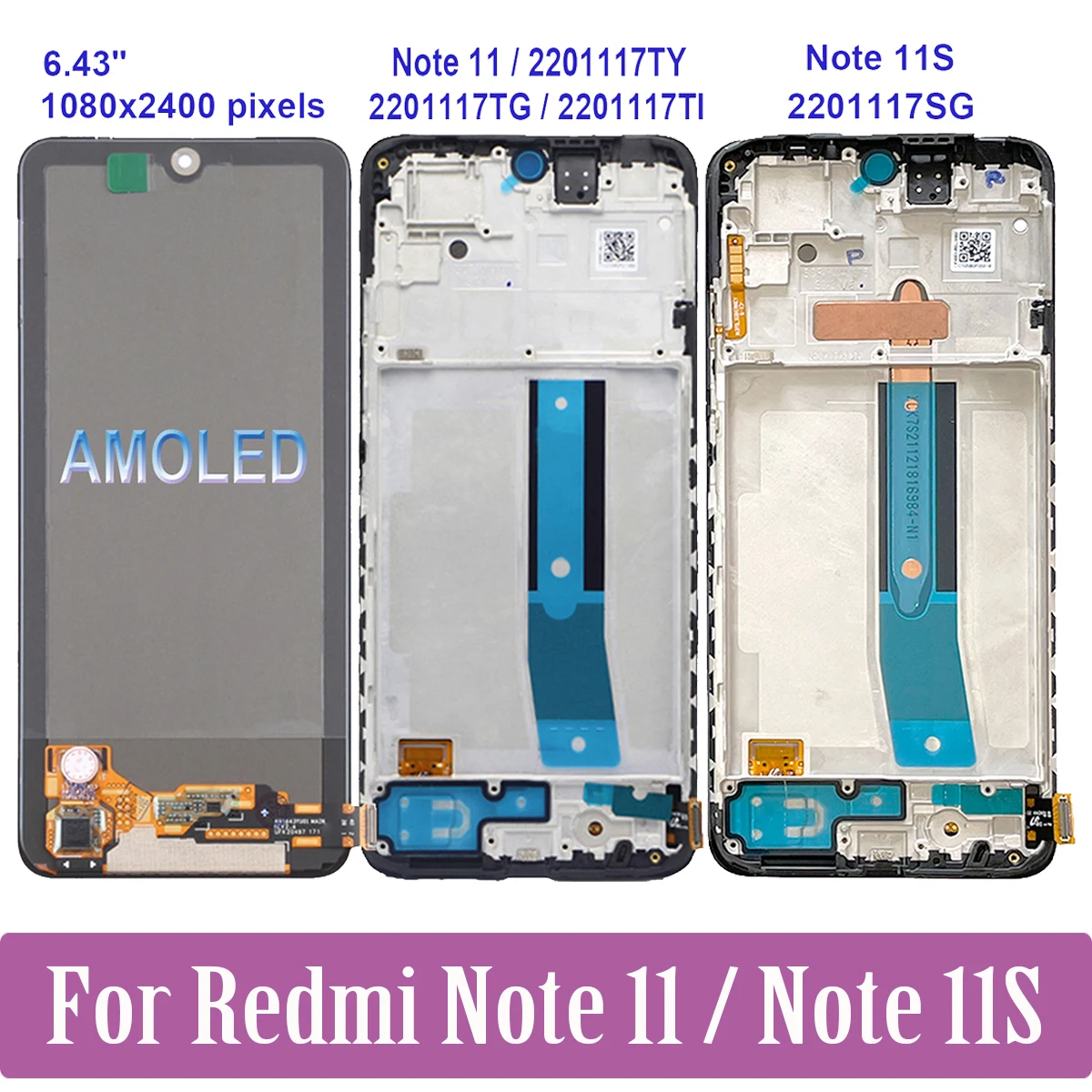 AMOLED For Xiaomi Redmi Note 11 11S LCD 2201117TI 2201117TY 2201117SG 2201117SI Display Touch Screen Digitizer Assembly