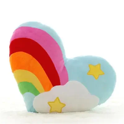 Creative Rainbow Loving Heart Cushion Sofa Pillow Cloud Heart-shaped Couple Fluffy Cushion Soft Plush Pillow Smooth Fabric