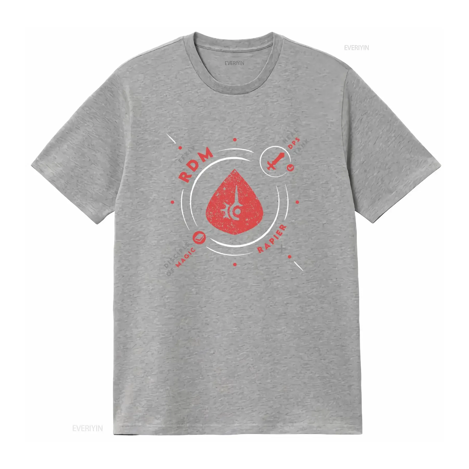 Ffxiv Inspired Red Mage Rdm Life Dps Job Ff14 Mmo Gamer T Shirt vintage Washed graphic Unisex Casual Stylish Breathable fashion view 3