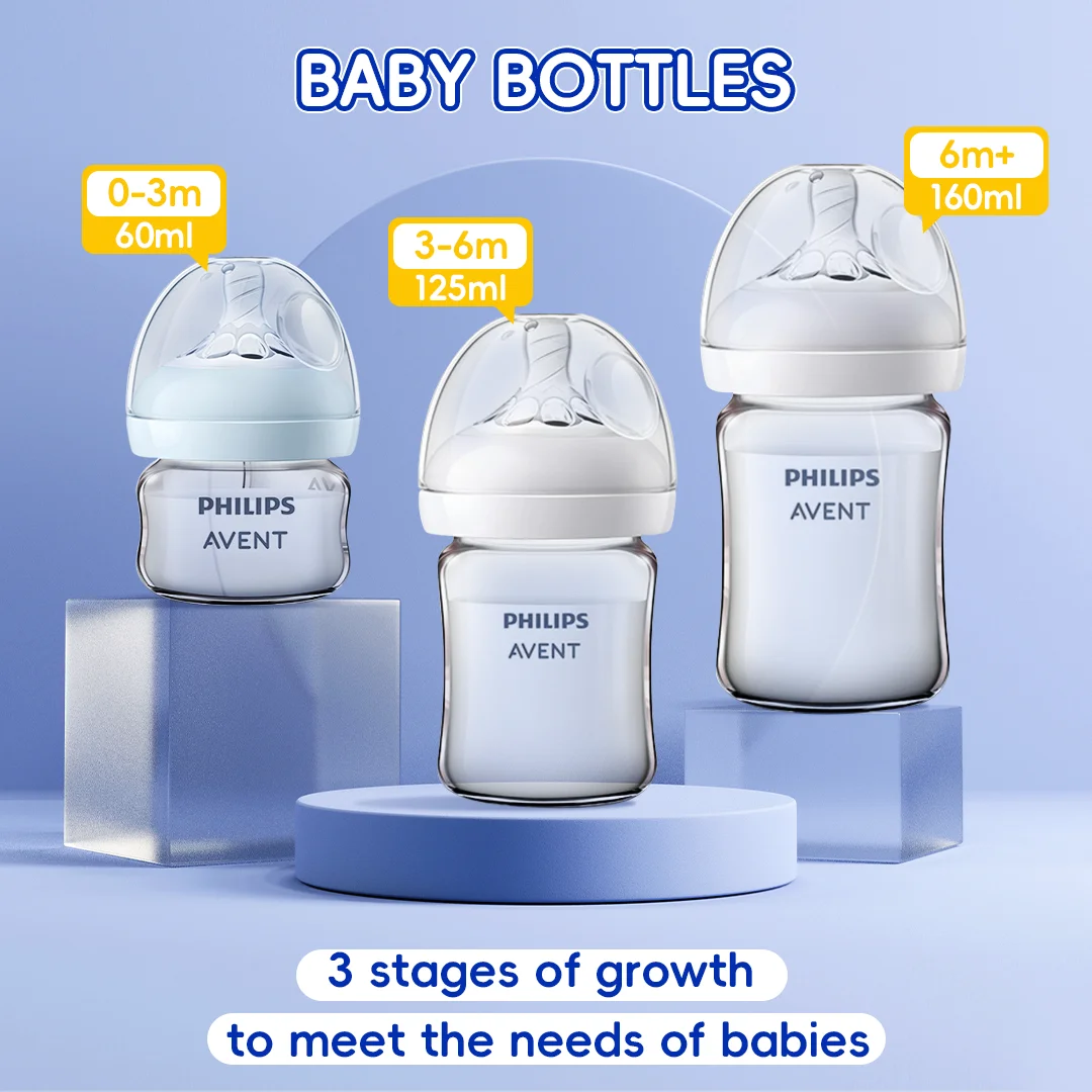 PHILIPS AVENT 60 мл/125 мл/160 мл стеклянная детская бутылочка силиконовая соска широкого калибра силиконовая соска без BPA для детей 0-1 лет