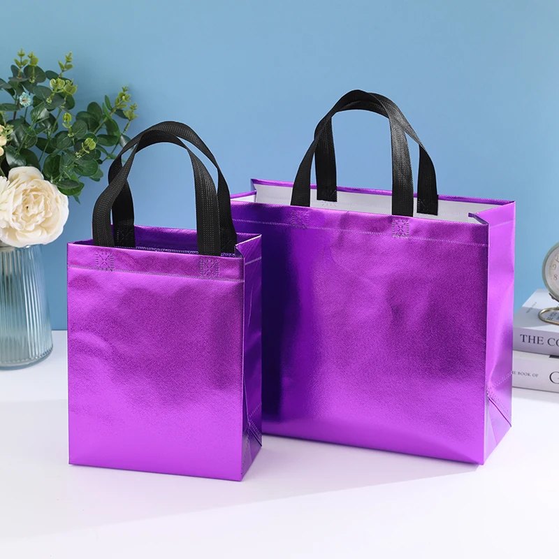 5pcs Customized environmental protection non-woven fabric shopping bag, folding ecological bag reusable fashion non-woven gift b