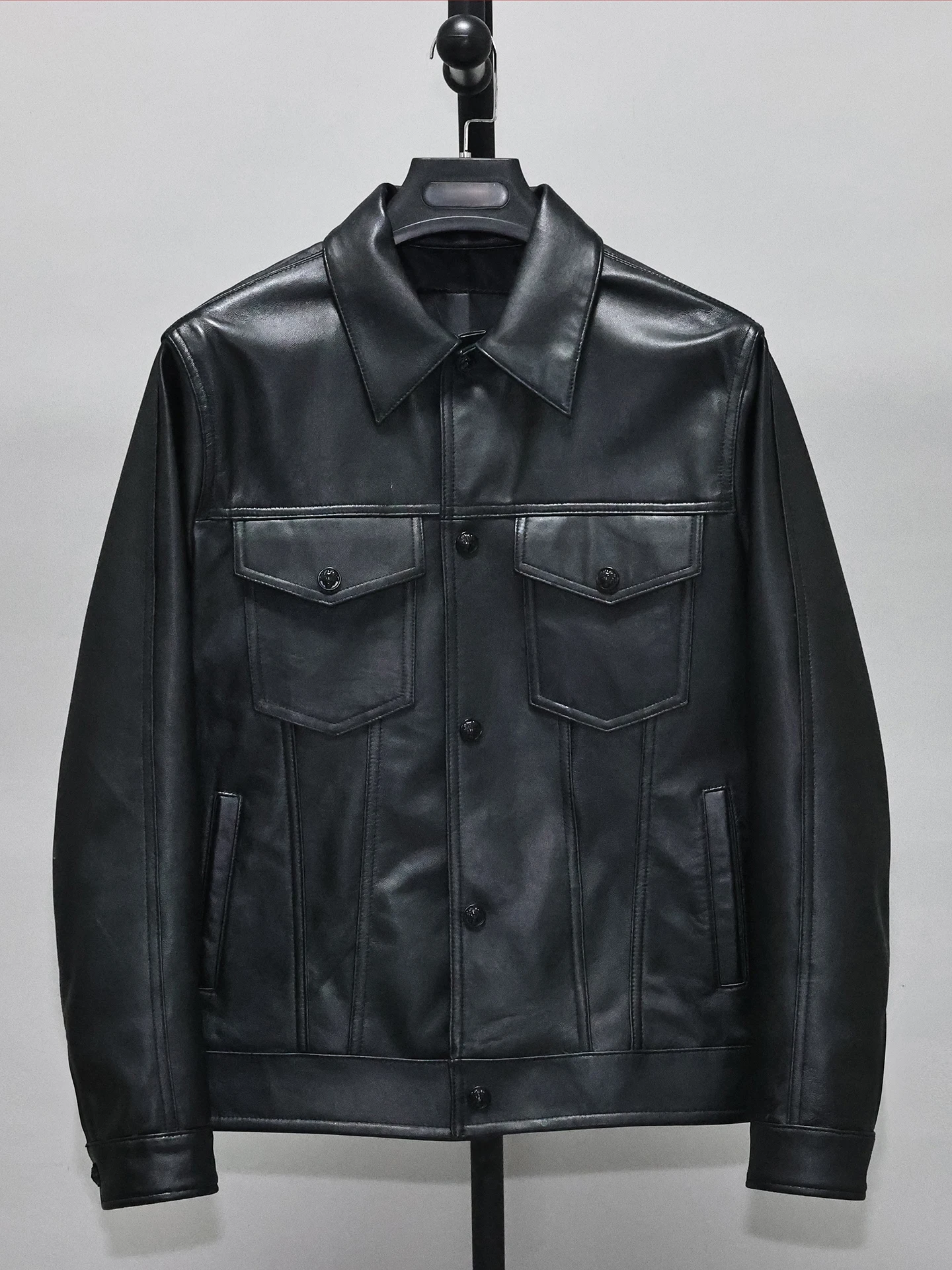 

Мужское повседневное джинсовое пальто Slim Fit ort Leather Jaet с отложным воротником Youth (3) Summer Season, кожаное пальто eep