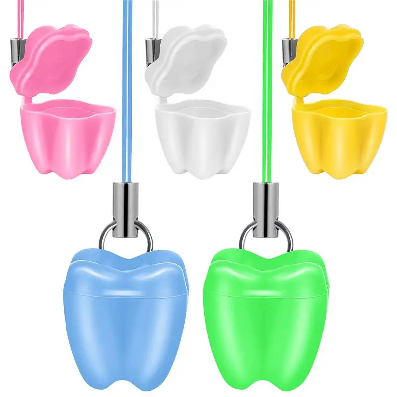 5Pcs Baby Tooth Box Tooth Saver Necklaces Kids Milk Teeth Storage Boxes Tooth Holders Portable Tooth Container Kids Newborn Gift